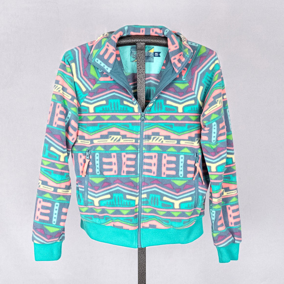 Chubbies Men's Fleece Full Zip Jacket SMALL Colorful Beachy Southwestern Aztec - Picture 1 of 6